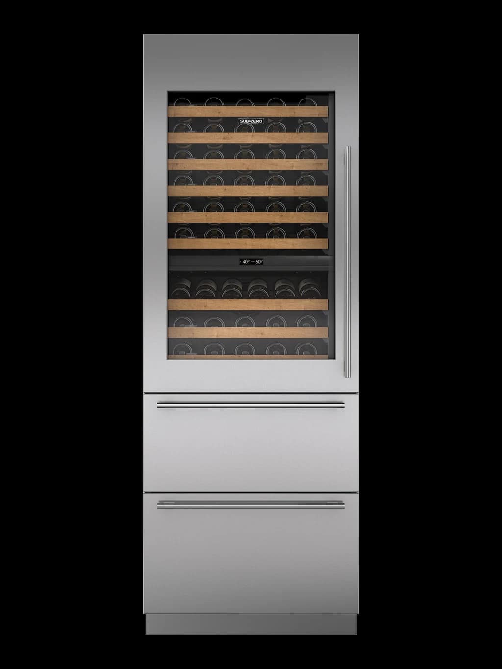 30" Designer Wine Storage with Refrigerator Drawers - Panel Ready