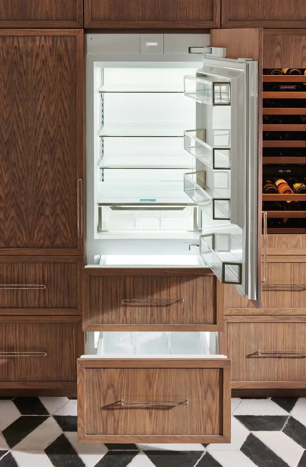 Designer Over-and-Under Refrigerator feature detail