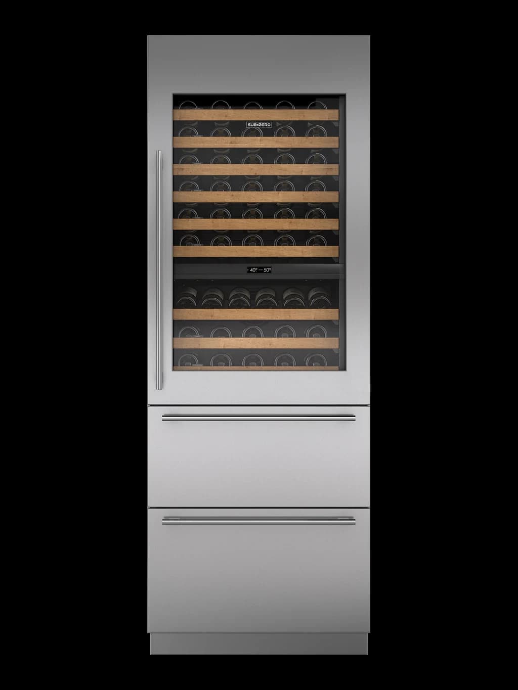30" Designer Wine Storage with Refrigerator Drawers - Panel Ready