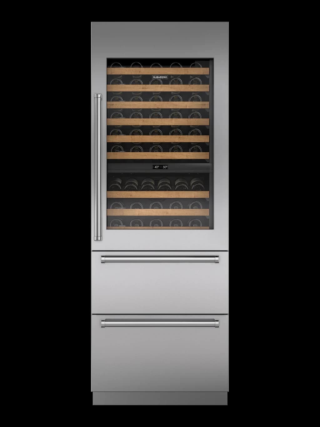 30" Designer Wine Storage with Refrigerator Drawers - Panel Ready